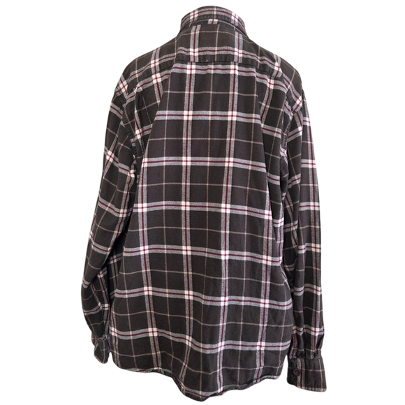 Wrangler Men's Dark Brown Plaid Button Down Flannel Shirt Size L - Picture 4 of 8